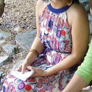 RARE Liberty of London pleated halter neck dress M